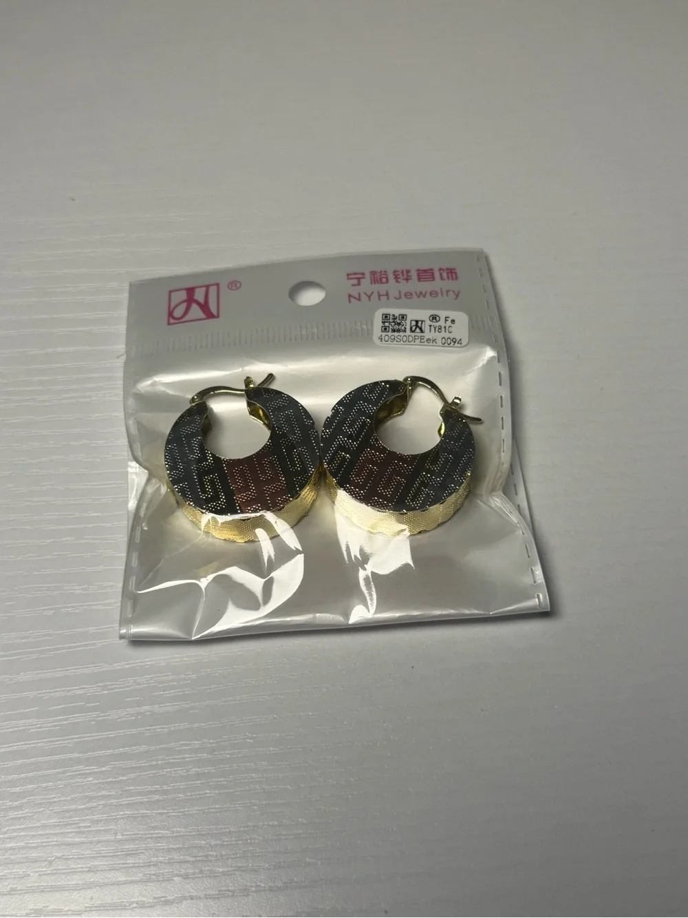 Tri-Color Textured Hoop Earrings - Gold, Silver & Rose